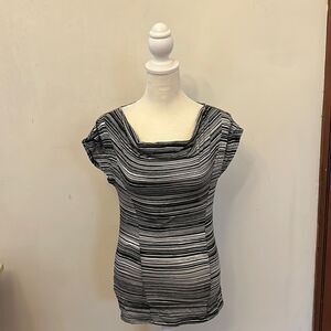 Ann Taylor black white striped cowl neck top Size XS